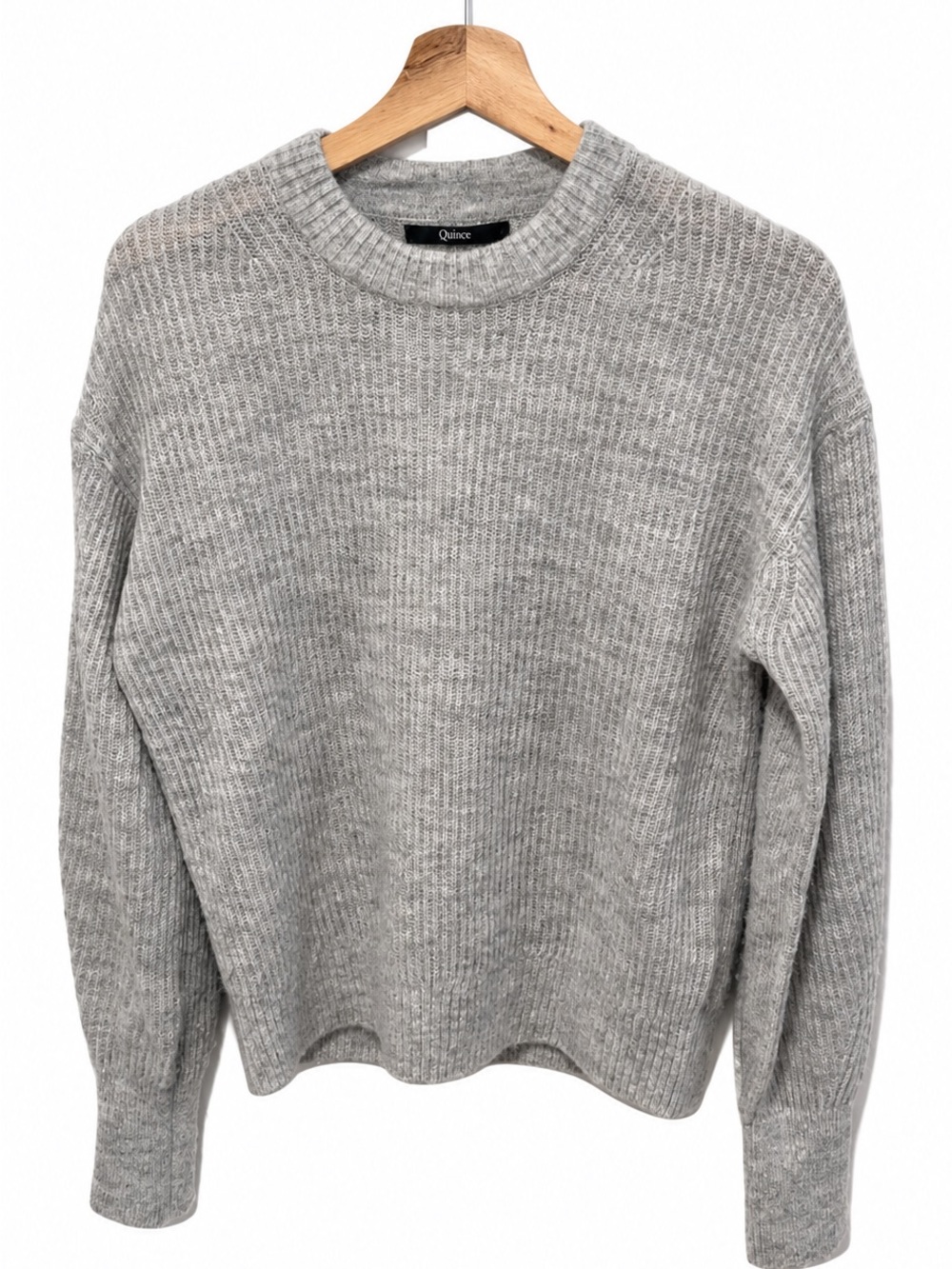 Quince Light Grey Ribbed Crewneck Sweater